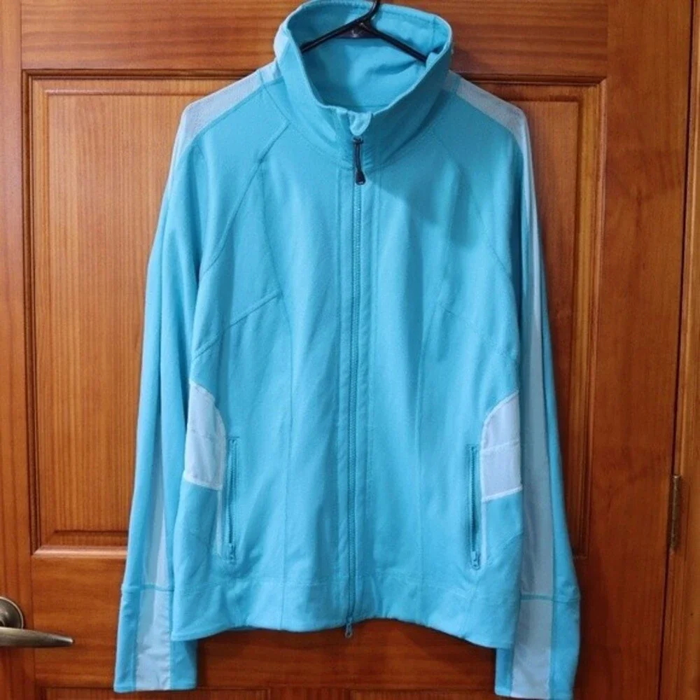 Zella Aqua Blue Athletic Full Zip Track Jacket XL
